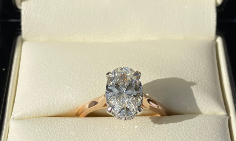 Bespoke oval cut diamond engagement ring