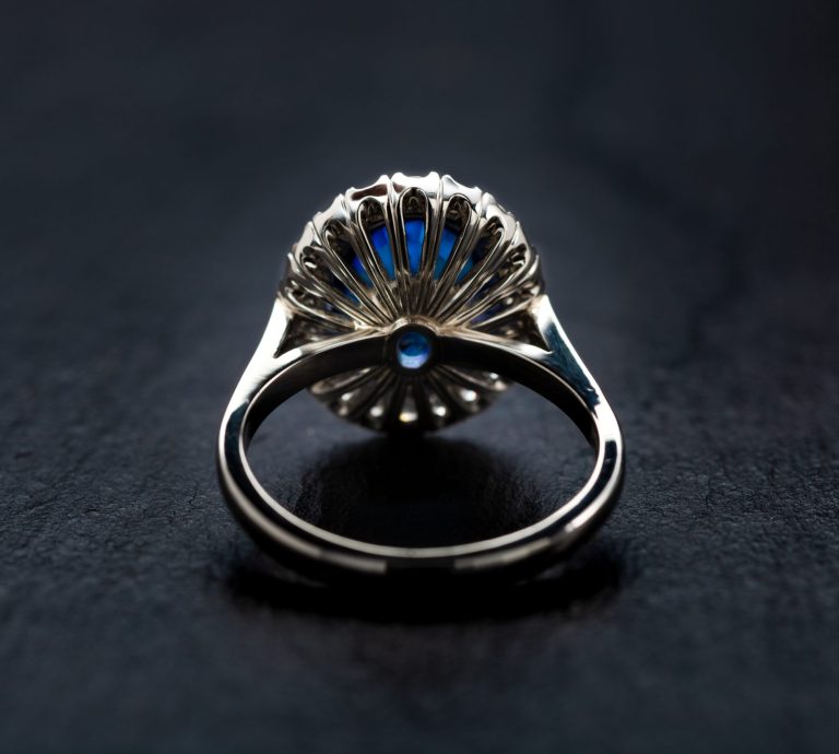 hand made basket back cluster ring. N J Geddes