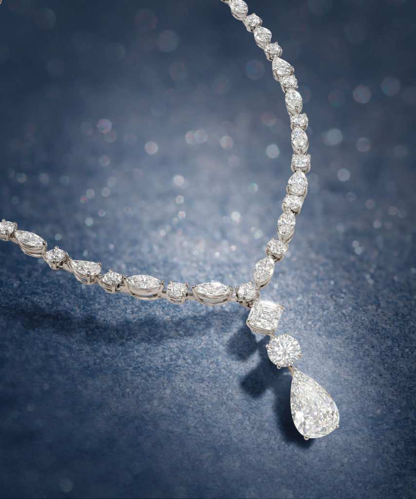 Exceptional Pear marquise Diamond-necklace. N J Geddes